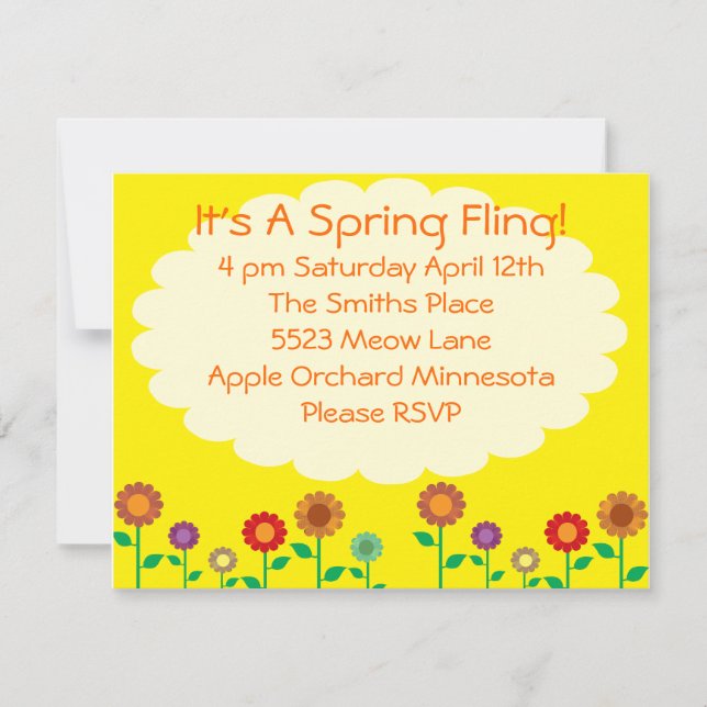 Cute Vintage Spring Theme Party Invitation (Front)