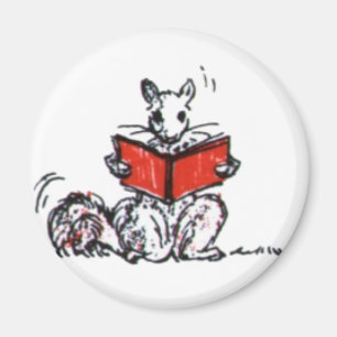 Cute Vintage Squirrels Reading Books Magnet
