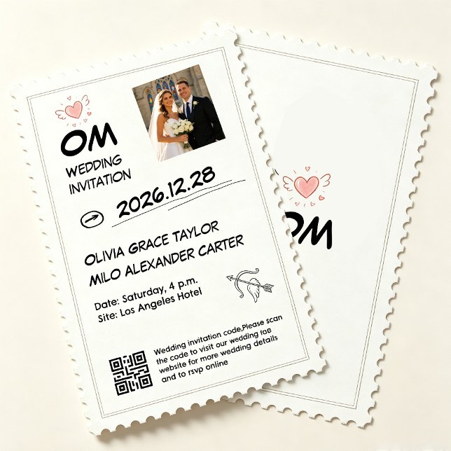 cute vintage stamp aesthetic wedding invitation (Creator Uploaded)