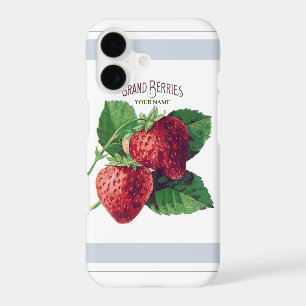 Cute Vintage Strawberry Berry Fruit Add Your Name