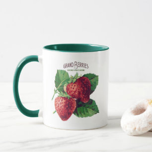 Cute Vintage Strawberry Berry Fruit Add Your Name Mug