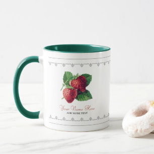 Cute Vintage Strawberry Berry Fruit Add Your Name Mug