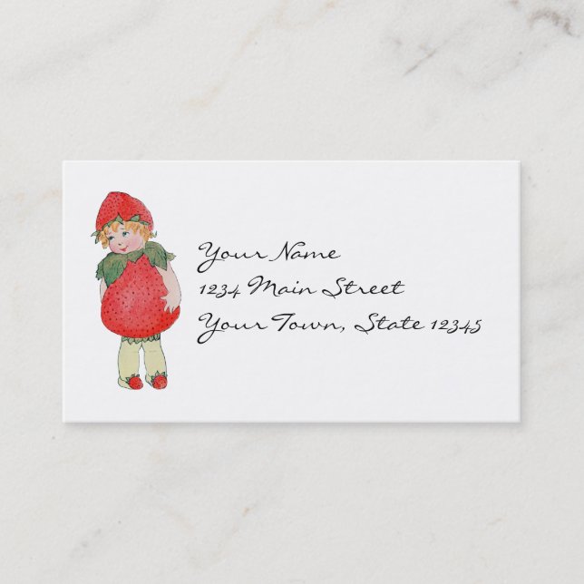 Cute Vintage Strawberry Girl Business Card (Front)