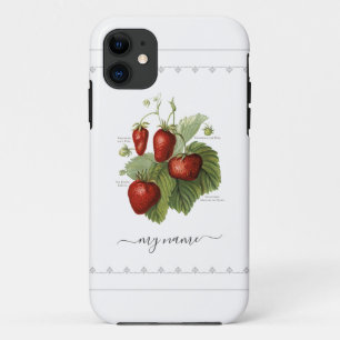Cute Vintage Strawberry Varieties Add Your Name iPhone 11 Case