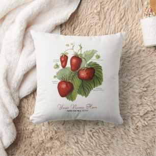Cute Vintage Strawberry Varieties Add Your Name Cushion