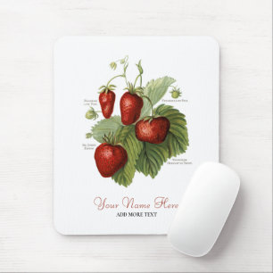 Cute Vintage Strawberry Varieties Add Your Name Mouse Mat