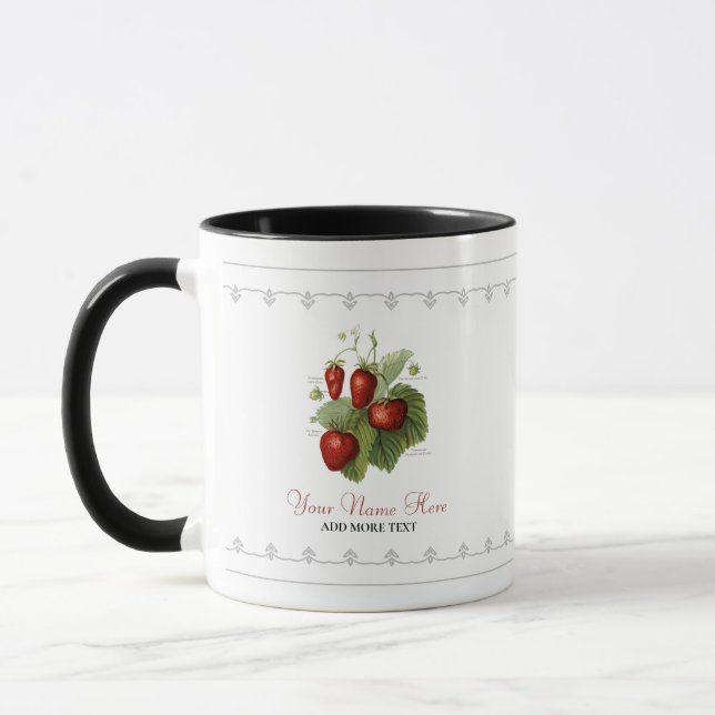 Cute Vintage Strawberry Varieties Add Your Name Mug (Left)