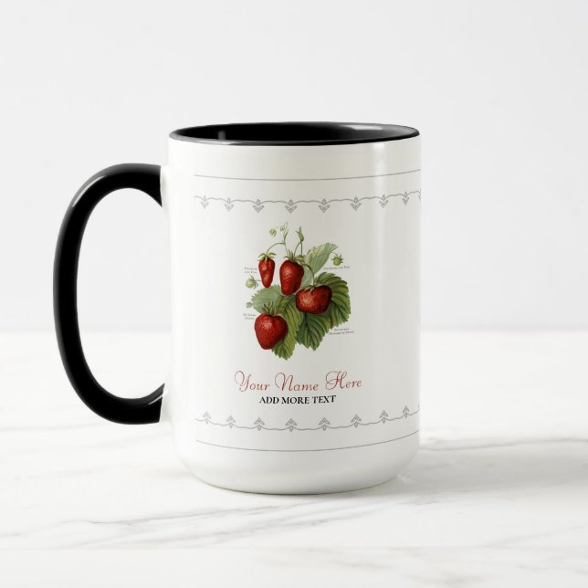 Cute Vintage Strawberry Varieties Add Your Name Mug (Left)