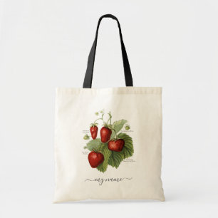 Cute Vintage Strawberry Varieties Name Tote Bag