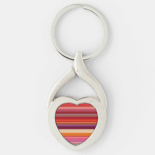 Cute vintage striped colours key ring (Front)