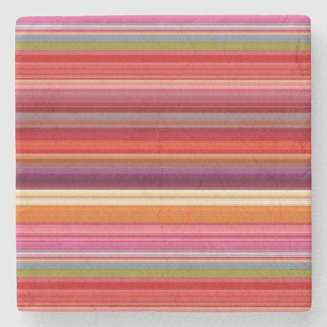 Cute vintage striped colours stone coaster (Front)
