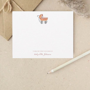 Cute Vintage stroller Baby girl Flat Thank You