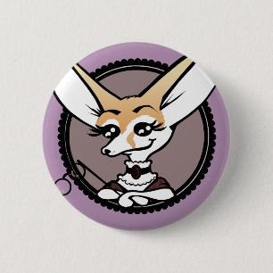 CUTE VINTAGE STYLE CARTOON FENNEC FOX BUTTON