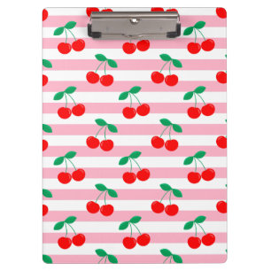 Cute Vintage Summer Cherries and Stripes Clipboard