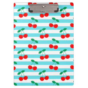 Cute Vintage Summer Cherries and Stripes Clipboard