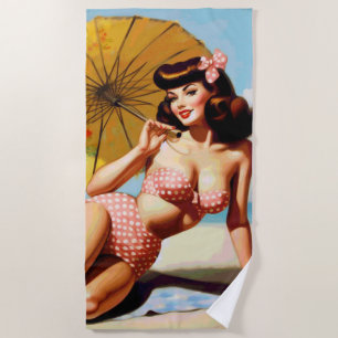 Cute Vintage Summer Pin Up Beach Towel