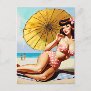 Cute Vintage Summer Pin Up Postcard