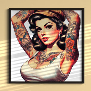 Cute Vintage Tattoo Girl Poster