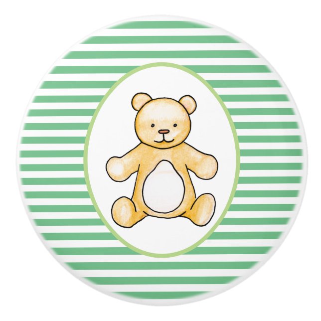 Cute vintage teddy bear drawing ceramic knob (Front)