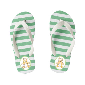 Cute vintage teddy bear drawing kid's flip flops