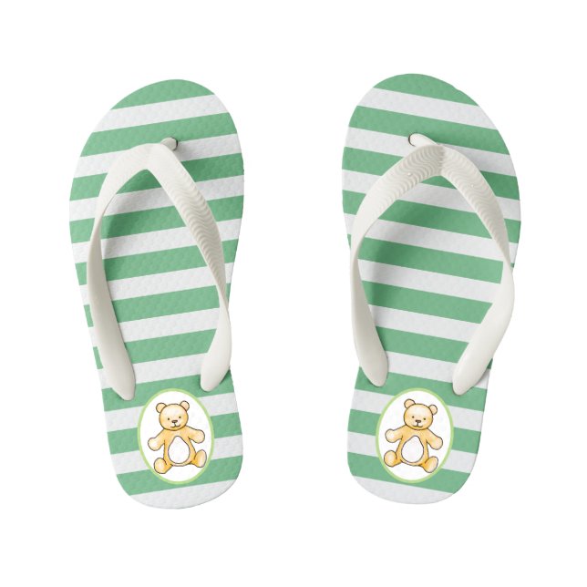 Cute vintage teddy bear drawing kid's flip flops (Footbed)