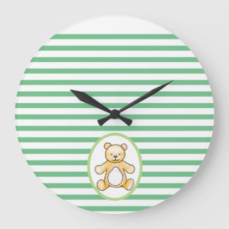 Cute vintage teddy bear drawing large clock