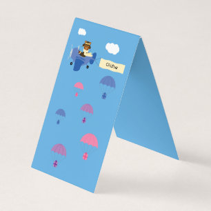 Cute Vintage Teddy Bear Pilot Blue Gift Table Sign