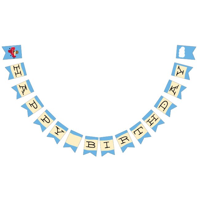 Cute Vintage Teddy Bear Pilot Happy Birthday Bunting (All)