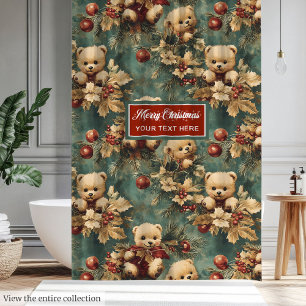 Cute vintage teddy bears Christmas gift curtain