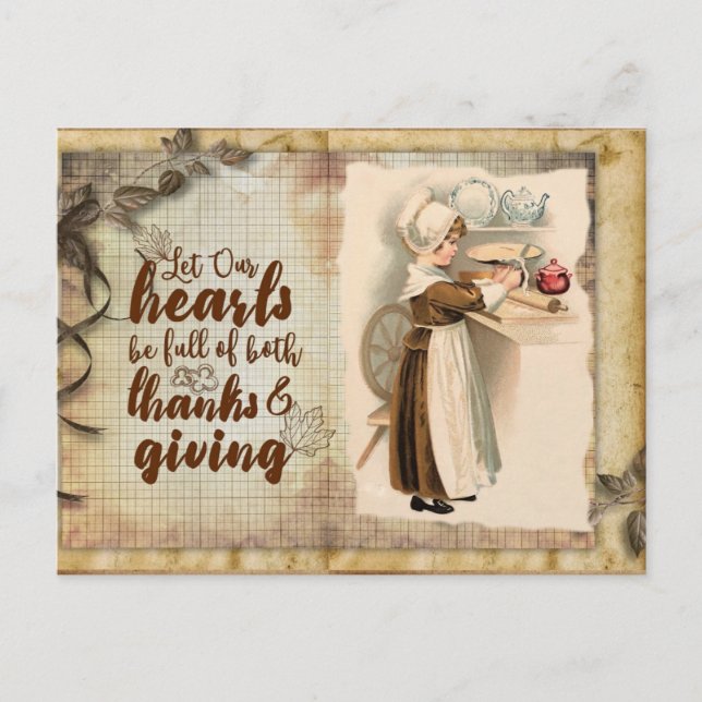 Cute Vintage Thanksgiving Gratitude  Postcard (Front)