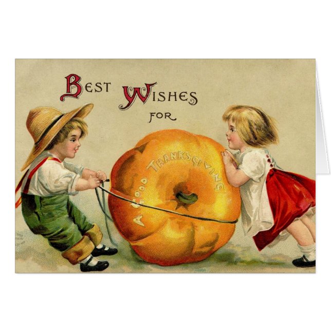 Cute Vintage Thanksgiving Greeting (Front Horizontal)