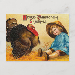 Cute Vintage Thanksgiving Greeting Holiday Postcard