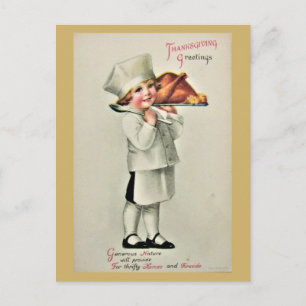 Cute Vintage Thanksgiving Greetings Turkey Postcard