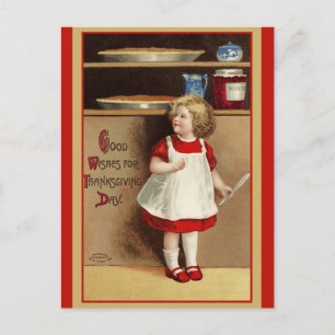 Cute Vintage Thanksgiving Wishes Postcard
