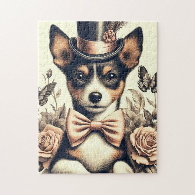 Cute Vintage Toy Fox Terrier Jigsaw Puzzle (Vertical)