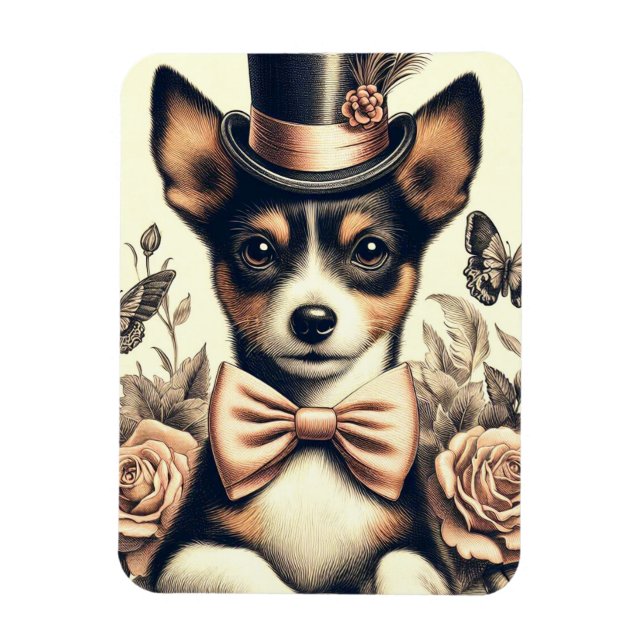 Cute Vintage Toy Fox Terrier Magnet (Vertical)