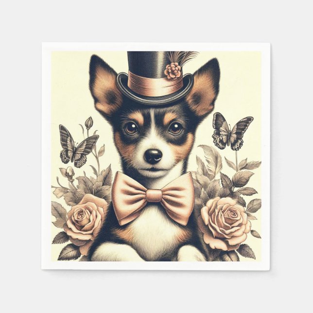 Cute Vintage Toy Fox Terrier Napkin (Front)