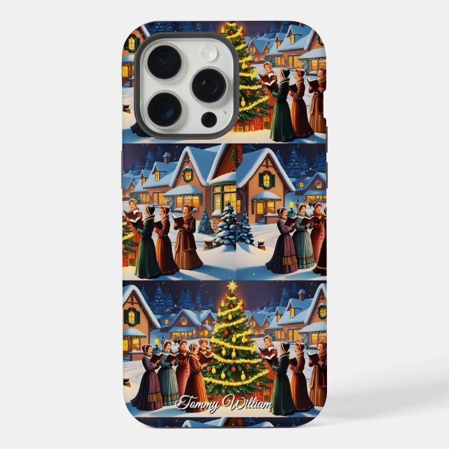 Cute Vintage Traditional Elegant Merry Christmas iPhone Case (Back)