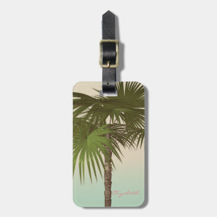 Cute Vintage Tropical, Palm Tree Luggage Tag