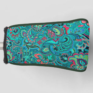 Cute vintage turquoise floral cufflinks golf head cover