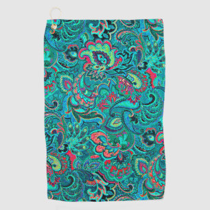 Cute vintage turquoise floral cufflinks golf towel