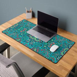 Cute vintage turquoise floral desk mat