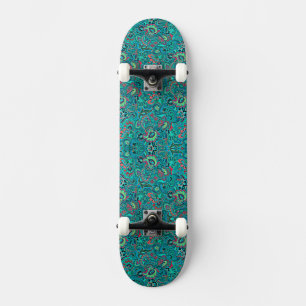 Cute vintage turquoise floral skateboard