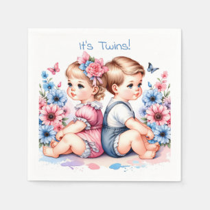 Cute Vintage Twins   Boy and Girl Napkin