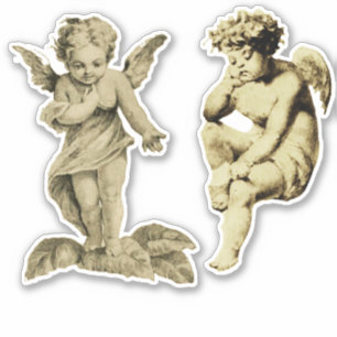 Cute Vintage Two Angels Chubby Cherubs