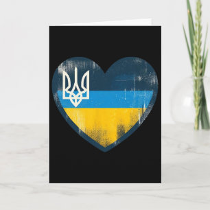 Cute Vintage Ukrainian Bynner Fan Ukraine Flag Hea Card