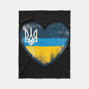 Cute Vintage Ukrainian Bynner Fan Ukraine Flag Hea Fleece Blanket