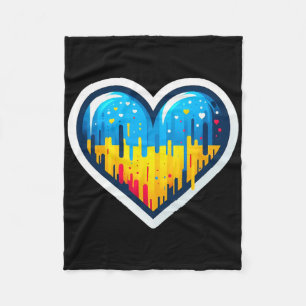 Cute Vintage Ukrainian Bynner Fan Ukraine Flag Hea Fleece Blanket