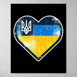 Cute Vintage Ukrainian Bynner Fan Ukraine Flag Hea Poster