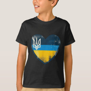 Cute Vintage Ukrainian Bynner Fan Ukraine Flag Hea T-Shirt